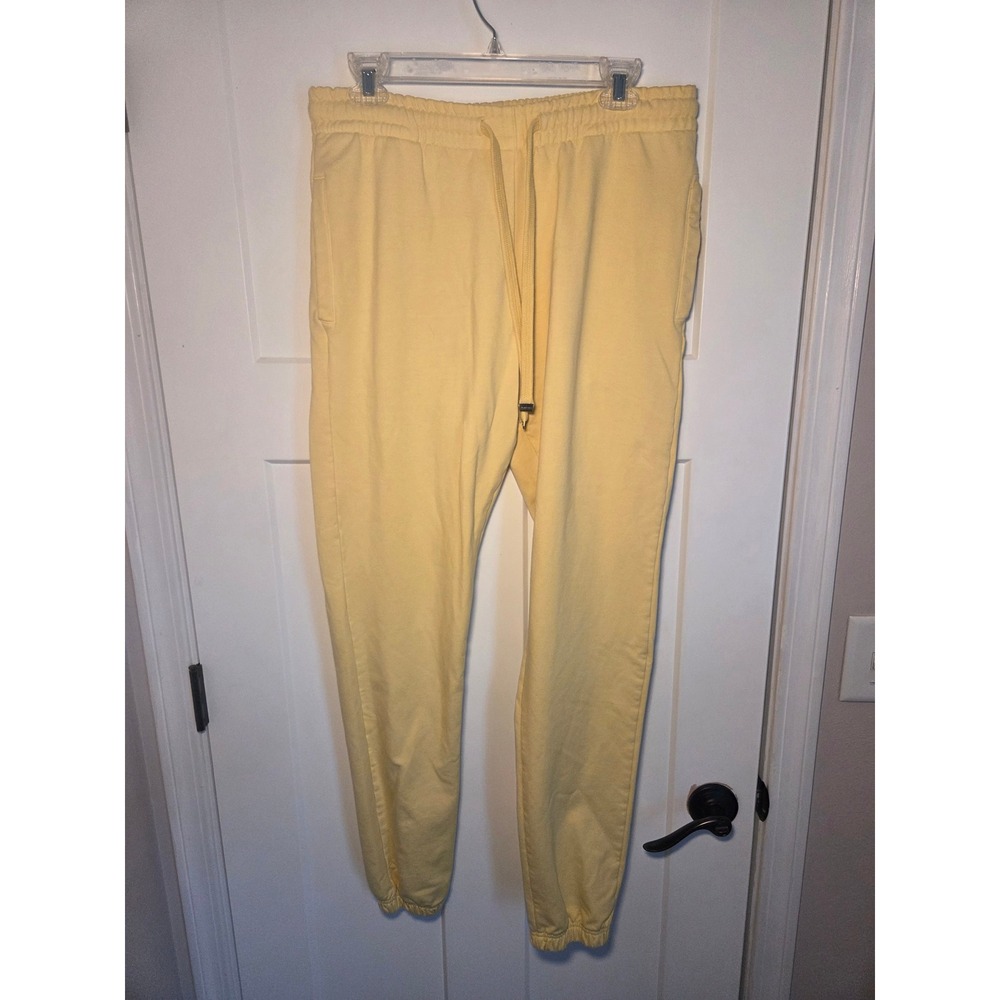 Talentless Mens Premium Fleece Joggers Yellow Sweatpants Drawstring large